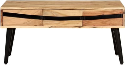 Massief houten salontafel - Woonkamertafel opbergruimte - Woonkamer inrichten - Drie ruime laden - 88 x 50 x 42 cm