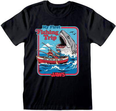 Steven Rhodes x Jaws – My First Fishing Trip T-Shirt Zwart S