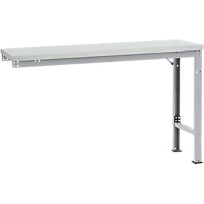 Manuflex aanbouwtafel UNIVERSAL Speciaal, 1500 x 800 mm, melamine lichtgrijs, aluminium zilver