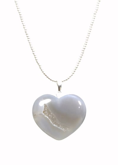 Heaven Eleven - zilver hart van grijs agaath