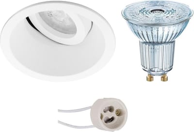 LED Spot Set - LEDVANCE Parathom PAR16 940 36D - Pragmi Zano Pro - GU10 Fitting - Dimbaar - Inbouw Rond - Mat Wit - 3.4W - Natuurlijk Wit 4000K - Kantelbaar - Ø93mm