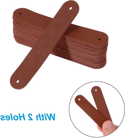 24 Stuks Leerlabels 85mm, Handgemaakte PU Leer Labels voor Haak- en Breiwerk, Gepersonaliseerde Embossing met 2 Gaten voor Creatieve Projecten