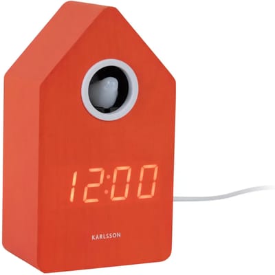 Karlsson Wekker Cuckoo Led - Oranje - 9x9x15.8cm - Modern - Wekker voor slaapkamer - Wekkers