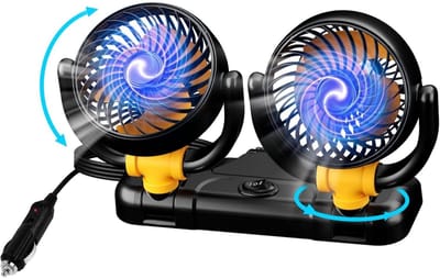 longziming -Digitale Parkeerplaats Ventilator - Dubbele Luchtstroom Koeler - USB Auto Ventilation - 360° Horizontaal Draaibaar - Duurzaam Kunststof - Stil En Krachtig - Universeel Gebruik In Voertuigen - 2 Stuks