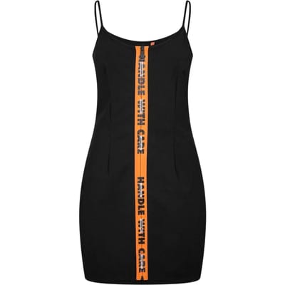 Heron Preston Dames Scoop Neck Spaghetti Strap Slip Dress (Zwart)