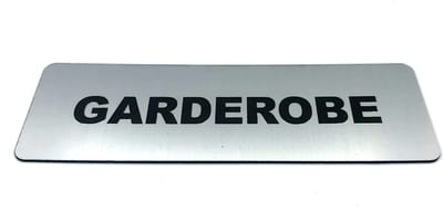 Deurbordje met tekst Garderobe incl. 3M-tape plakstrip - Namengigant Deur Tekstbordje - Deur - incl. 3M-tape plakstrip - Bordje - RVS Look - 150 mm x 50 mm x 1,6 mm - 5 jaar Garantie