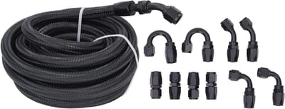 Complete AN6 Brandstofslang Aansluitset met 20ft Slang, 10 Stuks Aansluitingen en 500 PSI, Perfect voor Raceauto's, Motoren en Scheepvaarttoepassingen