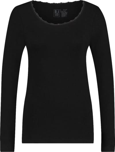 RJ Thermo Dames Shirt Lange Mouw met Kant Zwart S