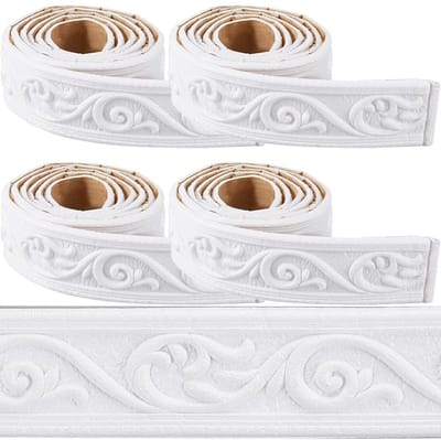 Jhubersproducts - Zelfklevende Plinten - Wanddecoratie - Wit - Foam - Plinten voor interieur - Geschikt voor muren - Kleur wit