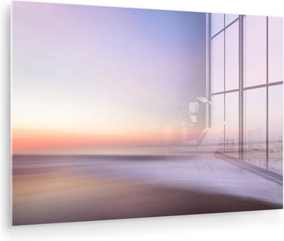 MuchoWow® Glasschilderij 120x80 cm - Schilderij acrylglas - Strand - Kleuren - Pastel - Foto op glas - Muurdecoratie woonkamer - Wanddecoratie slaapkamer - Schilderijen