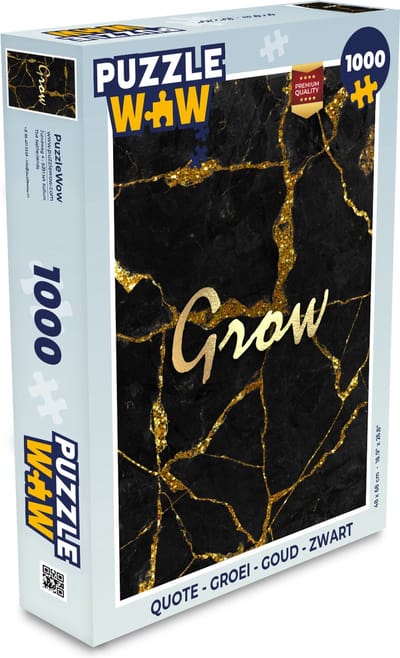 Puzzel Quote - Groei - Goud - Zwart - Legpuzzel - Puzzel 1000 stukjes volwassenen