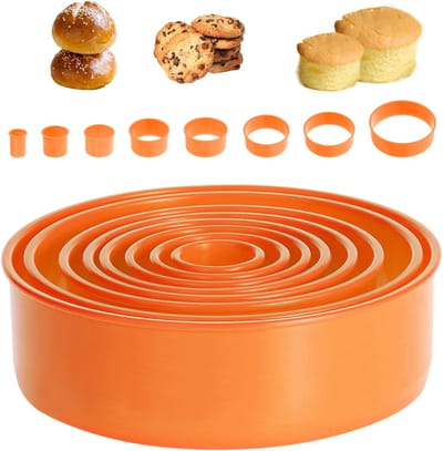 Set van 8 ronde koekjesuitsteekvormen, bakvormen voor donuts en scones, ideaal voor het maken van gebak, fondant en deeg voor feesten en in de keuken.