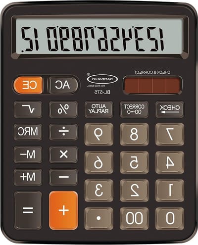 Elektronische Rekenmachine - Zakencalculator Financieel - Dagelijkse Berekeningen - Diamant Gesneden Sleutels - 12 Cijfers - Zwart