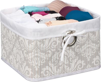 opbergmand bamboe - stof - 20 x 31 x 31 cm - opvouwbaar - kastmand - badkamer