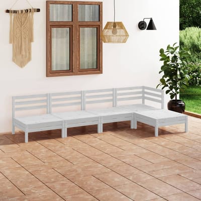 vidaXL - 5-delige - Loungeset - massief - grenenhout - wit