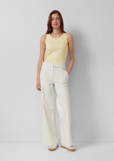 s.Oliver - female - Broek met wijde pijpen, krijtstrepen en stoffen riem