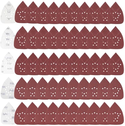 Cosensi- Schuurpapier Set 50 Stuks - Schuurpapier Driehoek 135 x 95mm - Schuurpapier 60/80/120/180/220 - Aluminium Oxide - Antistatisch - Voor Houtbewerking - Schuurvellen