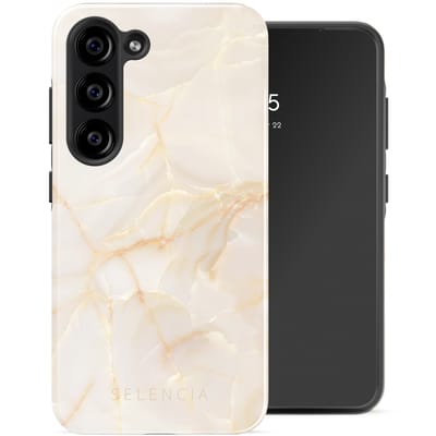 Selencia Hoesje - Geschikt voor Samsung Galaxy S23 - Backcover - Golden Beige Marble