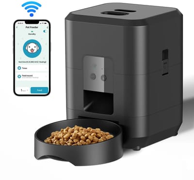Pelor Automatische Voerbak Kat en Hond met App - Smart Pet Feeder Wifi Timer - Voerdispenser met LCD Display - Zwart