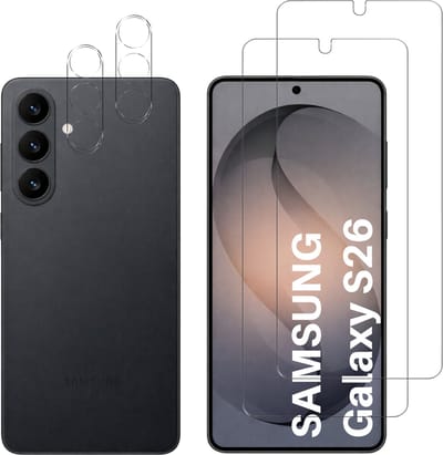 Screenprotector geschikt voor Samsung Galaxy S26 - 2 stuks Beschermglas van glas Transparante glazen schermbeschermfolie + 2 stuks Camera Protector