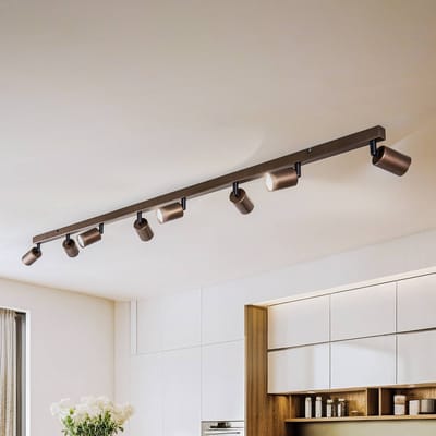 TK Lighting Plafondspot Top, verstelbaar, bruin, 8-lamps lineair