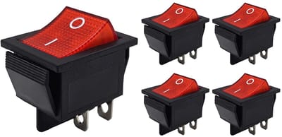 ProRide Wipschakelaar ON-OFF KCD4-202 - 2 Polig - 250V/16A - 30x22mm - Rood zonder controlelampje - 5 stuks