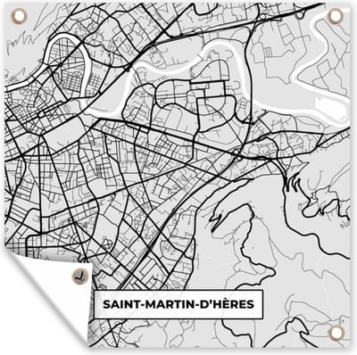 Tuin poster Frankrijk - Plattegrond - Kaart - Saint-Martin-d'Hères - Stadskaart - 200x200 cm - Tuindoek