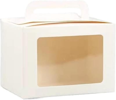 Taart Verpakking Doos - Gebaksdozen Cadeau - Bakken Presenteren - Draagbaar Transparant Venster - 10x10x14CM - Wit