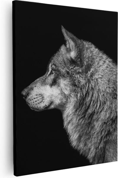 Artaza Canvas Schilderij Dierenkop Wolf - 40x50 cm - Wanddecoratie Dierenhoofd - Muurdecoratie Woonkamer - Kamer Accessoires