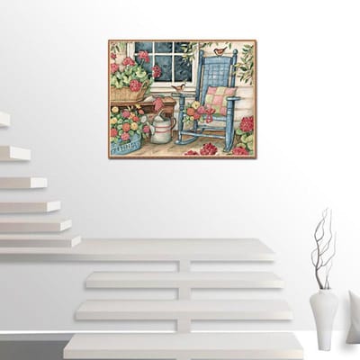 Diamond Painting Cross Stitch  Bloemenstoel  Full Stone Diamond Borduurnaaldwerk Strass 20X30CM