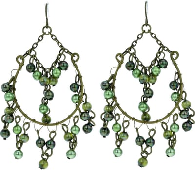 Behave - Oorhangers - Groen met kralen - Bohemian stijl - Festival look