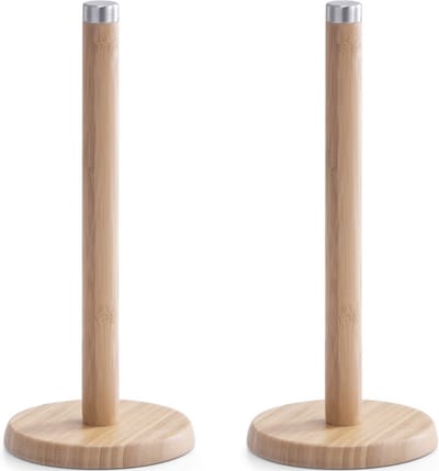 2x Bamboe houten keukenrolhouders rond 14 x 32 cm