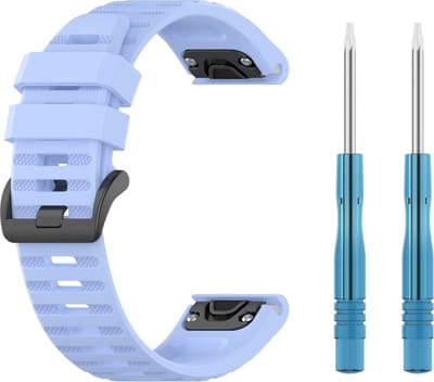 Siliconen bandje - geschikt voor Garmin Fenix 5 / 5 Plus / 6 / 6 Pro / 7 / 7 Pro / 8 (47 mm) / E (47 mm) / Epix (Pro) (2) 47 mm/ Quatix 5 / 6 / 7 / 7 Pro / Approach S60 / S62 / S70 47 mm / MARQ / D2 Delta / D2 Mach 1 / Descent G1 - lichtblauw-lila