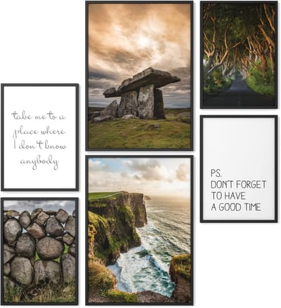 Poster Set Ierland - Wanddecoratie Set - Woonkamer Decoratie - Matte Kunstprint Kwaliteit - 2x A3 en 4x A4 - Groen