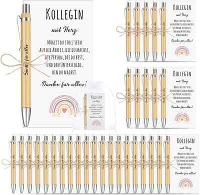Vlemico - Bedankt van Alles - Houten Balpen Set - Persoonlijk en Emotioneel - Geschenken voor Collega's - 10 Sets - Uniek en Motiverend