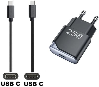 OneOne 25W snellader + 2,0m sterke USB C naar C kabel. GAN lader. PD PPS oplader adapter past op Samsung Galaxy Z Fold, F42, M10s, M11, M15, M1, Flip, M22, M23, M55s, M05, M53, M62, Quantum