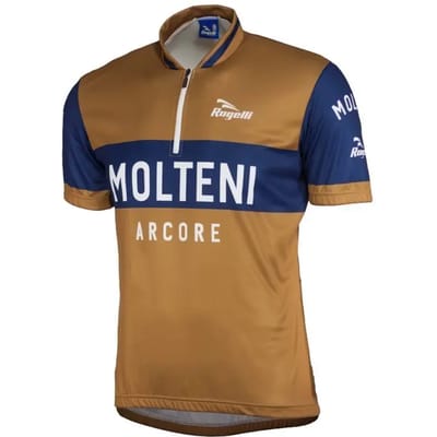 Rogelli Molteni Heren Fietsshirt - Korte Mouw - Lange Rits - Bruin