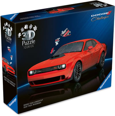 Ravensburger - Iconics: Dodge Challenger R/T Scat Pack Widebody - 3D Puzzel - 108 Stukjes - Bouwset voor kinderen vanaf 8 jaar