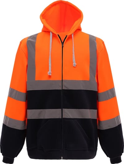 Yoko Full Zip Hooded Sweatshirt YHVK07 - Orange / Navy - S