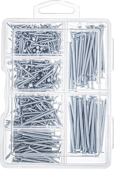 Hardware Nagels - Bevestigingsmiddelen Assortiment - Klus Klaren - Gegalvaniseerd Koolstofstaal - 600 Stuks - Zilverkleurig
