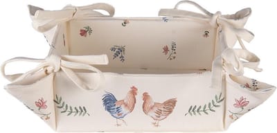 Clayre & Eef Broodmand 35x35x8 cm Beige Blauw Katoen Kip en Haan