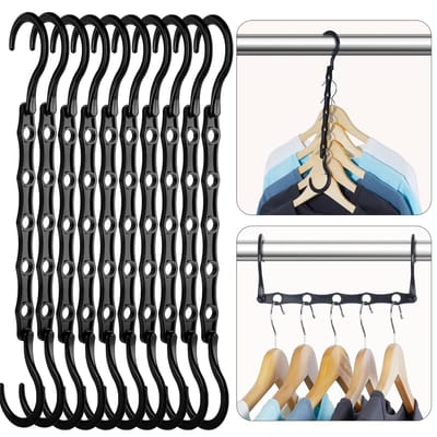 Ynkkvre - kleerhangers - Magic Hangers -10 stuks Magic Hangers - Ruimtebesparende Hangers - Kast Space Saver Hanger Organizer - 360 graden draaibaar- voor zware kleding-kastorganizers en opbergers-studentenkamer essentials（zwart）