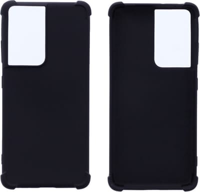 Shockproof Flexibele achterkant Silicone hoesje zwart Geschikt voor: Samsung Galaxy S21 Ultra