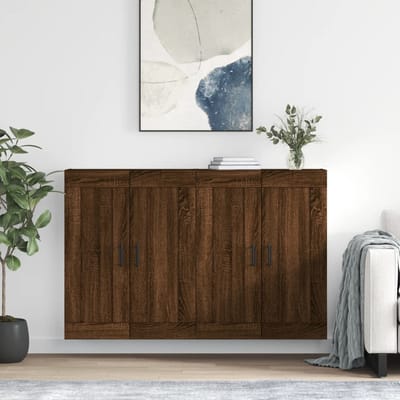 vidaXL - Hangkasten - 2 - st - bewerkt - hout - bruin - eikenkleur