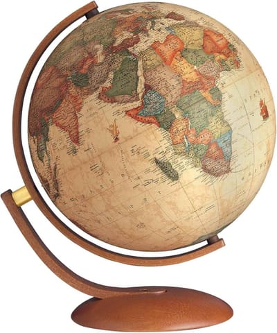 Verlichte Wereldbol - Educatieve Bol Antieke Bol - Leren Geografie - Antieke Stijl - 30 cm - Bruin