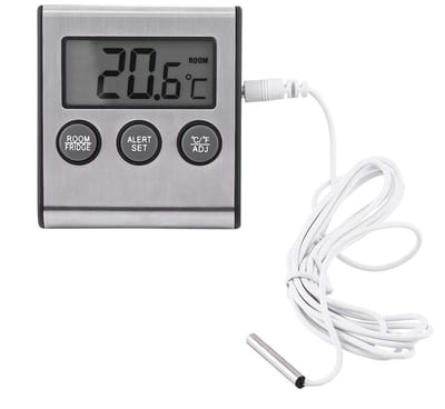 Dailygoody - Alarm Temperatuur Vriezer - Digitale Koelkast Thermometer - Nauwkeurige Temperatuurmeting - Roestvrij Staal - Geschikt voor Koelkast en V