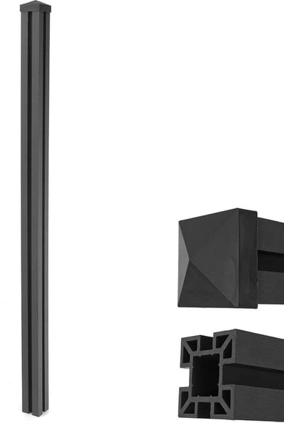 WPC-paal voor zichtbescherming 188 cm, insteeksysteem met 4 mogelijkheden, weerbestendig en kleurvast