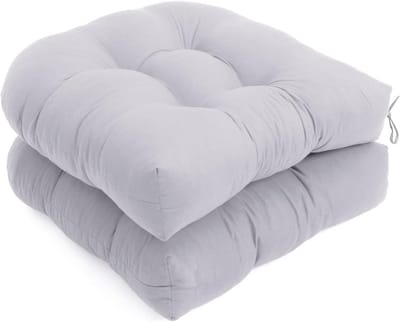 Stoelkussens Set - Buitenkussens Terras - Comfortabel Zitten - Antislip Vastzetting - 48x48x7.5cm - Lichtgrijs