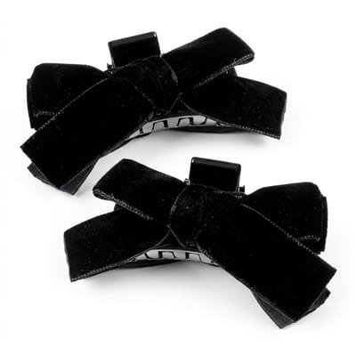 Zwart fluwelen haar clip set – dames haar accessoires – strik haar klem – 2 stuks – elegante zwarte strik haar clip