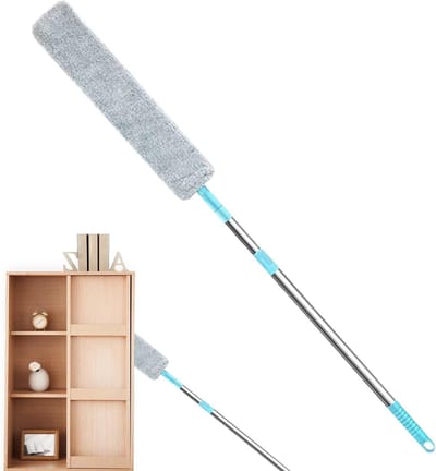 Platte Stofwisser - Onder Apparaat Reiniger - Stof Vrij Maken - Intrekbaar Ontwerp - 126 cm Lengte - Grijs
